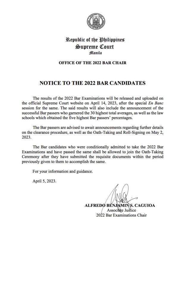 2022 Bar Exam Results to be Released on April 14, 2023 Manila Law College