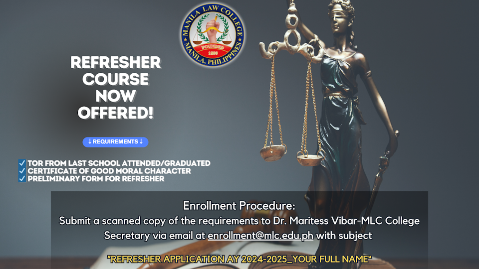 MLC Opens Enrollment for Refresher Course for Law Graduates